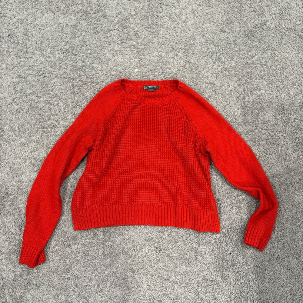 Covington Red Crew Neck Sweater Vibrant Knit